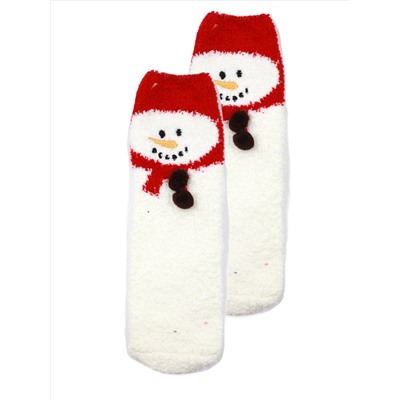 Носки НГ махровые р.35-40 "Christmas" Снеговик на красном