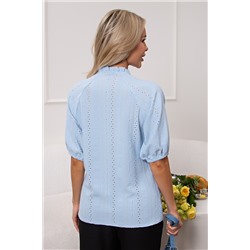 Блузка голубая из полотна шитьё Гиацинт №2