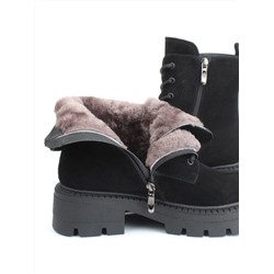 04-M3-1477 BLACK Ботинки зимние женские (натуральная замша, натуральный мех)