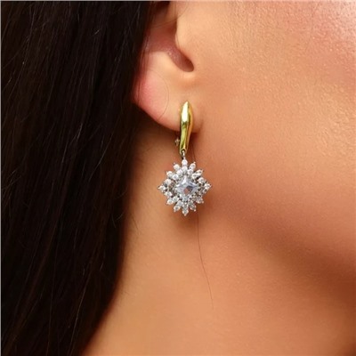 Серьги ювелирная бижутерия Итальянское золото (покрытие желтое 14к), вставка: фианиты, арт.217.580