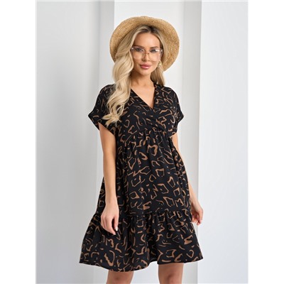 Платье короткое чёрное с воланом