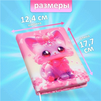 Записная книжка подарочная 96л,линия, цветной срез,обложка ПВХ 3D Кошка (17,7х12,4см)