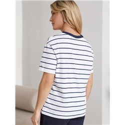 Свободная футболка в полоску из премиального хлопка с эластаном