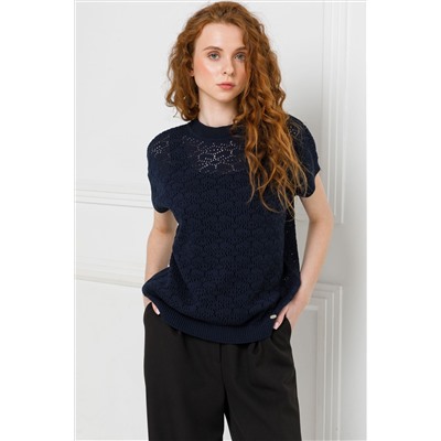 Блуза вязаная тёмно-синего цвета