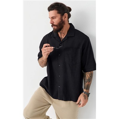 Рубашка к/р лен F611-0423 black