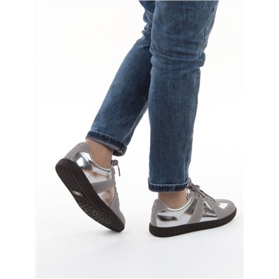 03-2106-2 DK. GREY/SILVER Кеды женские (натуральная кожа)