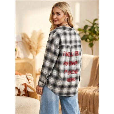 Рубашка с вышивкой OVER SIZE (хлопок)