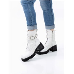 01- GZ6115-G71-N101 WHITE Ботинки демисезонные женские (натуральная кожа)