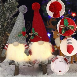 Светильник Гном с СЕРОЙ ШАПОЧКОЙ 28см