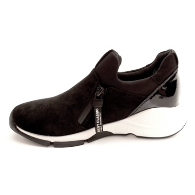 Annibeila (Fashion) S1120-5241K(ZY-18)Z Кроссовки чер иск велюр+иск лак, подклад текстиль