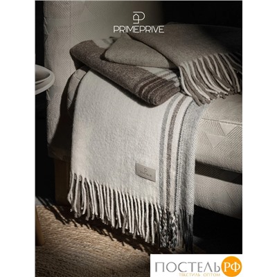 Prime Prive АСМУНД Плед сер.-коричн. 140х200+10х2 см, 1 пр., 100% шерсть, 325 г/м2