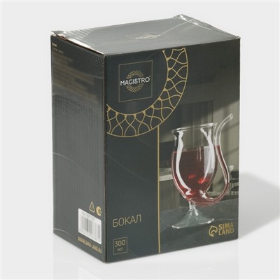Бокал для вина Magistro «Пантера», 300 мл, 11×7.5 см, стекло, с трубочкой, прозрачный