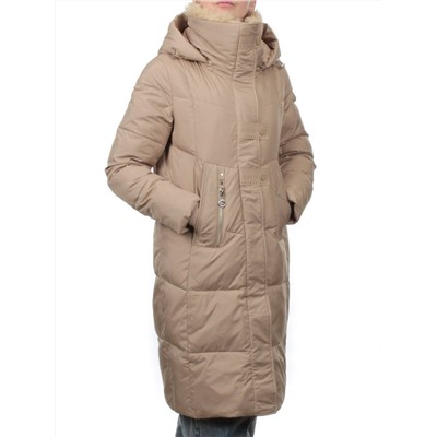 9101 BEIGE Пальто зимнее женское (170 гр. холлофайбер)