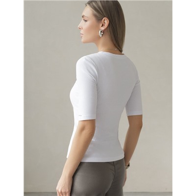 Футболка из трикотажа в широкий рубчик