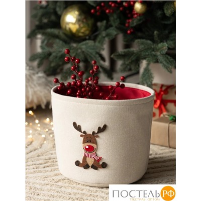 DOME ЛУМИ беж/красн Корзина для хранения 33х25,5х20,5 см., 1 пр., полиэстер