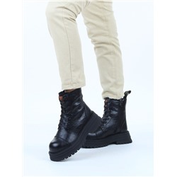 01-A13-1 BLACK Ботинки демисезонные женские (натуральная кожа)