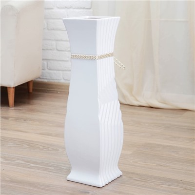 Ваза напольная «Данте», зигзаг со шнурком, 15×60 см, керамика, белая