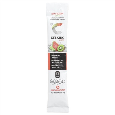 Celsius, Live Fit, киви и гуава, лайм, 14 пакетиков, по 5,31 г (0,19 унции)