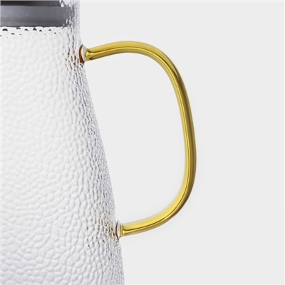 Кувшин для воды «Сара», 1.4 л, 16.5×12.5×20.5 см, с металлической крышкой, стекло, прозрачный