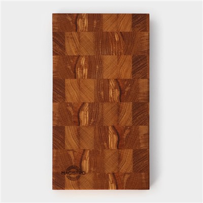 Доска разделочная деревянная торцевая Magistro, с металлической гастроемкостью, 30.5×16.5×5 см, в крафтовой коробке, дуб