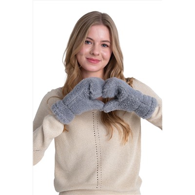 Варежки меховые на резинке СЕРЫЕ