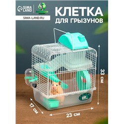 Клетка для грызунов «Пижон», 23×17×33 см, прозрачная, зелёное наполнение