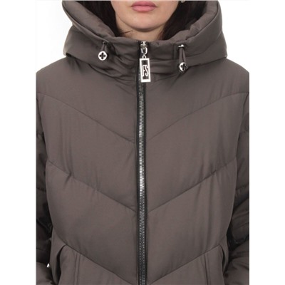 2413 GREY BROWN Пальто зимнее женское (200 гр. холлофайбер)