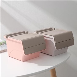 Контейнер пластиковый для хранения с крышкой-полкой, 17×11×11 см, МИКС