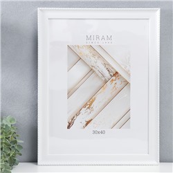 Фоторамка для фото 30×40 см «МИРАМ», пластик, белый, (пластиковый экран)