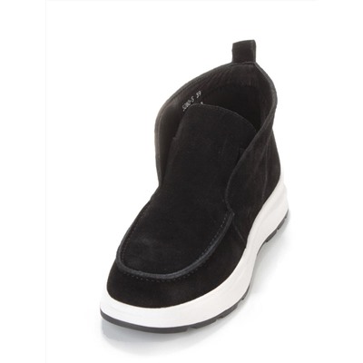 01-5280-5 BLACK Ботинки демисезонные женские (натуральная замша, байка)