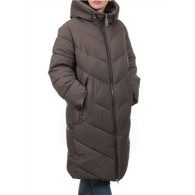 2413 GREY BROWN Пальто зимнее женское (200 гр. холлофайбер)