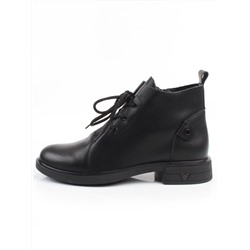 01-M43-18 BLACK Ботинки демисезонные женские (натуральная кожа)
