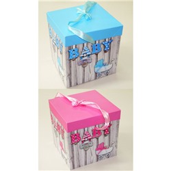 Коробка подарочная с лентой 22*22*22 см Baby (2вида) (1уп-6шт)1шт