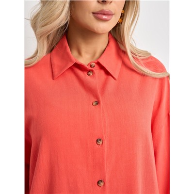 Рубашка льняная кораллового цвета