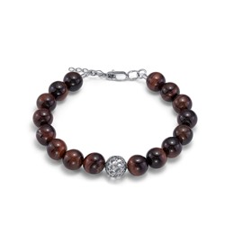 Серебряный браслет с тигровым глазом - 1382