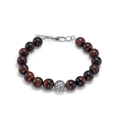 Серебряный браслет с тигровым глазом - 1382