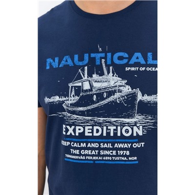 Футболка мужская с принтом F111-06bb-664 тёмно-синяя