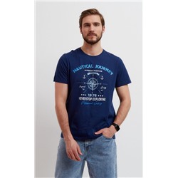 Футболка мужская с принтом F211-06-718 тёмно-синяя