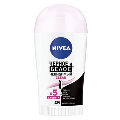 Nivea Deo стик жен (82236) Невид.защита д/черн.,бел. Clear 40мл