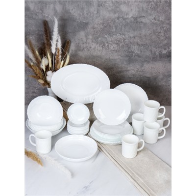 Столовый набор 33 предмета Классика белая  GRAY-20/LHP-8120 (WHITE) (уп 2)