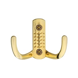 Крючок мебельный ТУНДРА TKd=011, двухрожковый, золото, 4 шт. TMP