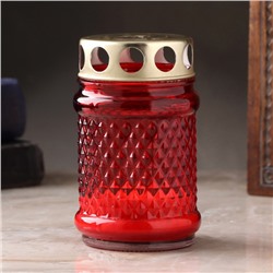 Поминальная свеча парафиновая в стеклянном подсвечнике «Лампада цилиндр», 11×7 см, красная