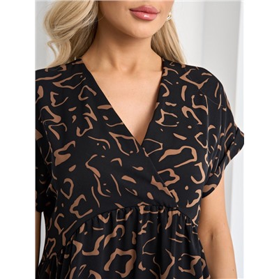 Платье короткое чёрное с воланом