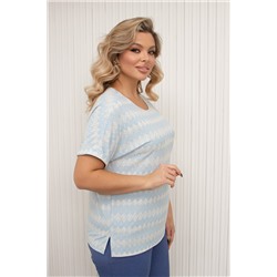 Блузка трикотажная голубая с принтом Селеста №15