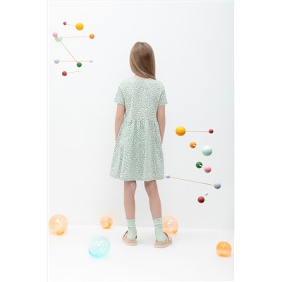 Платье холодная мята, листья к479 Crockid