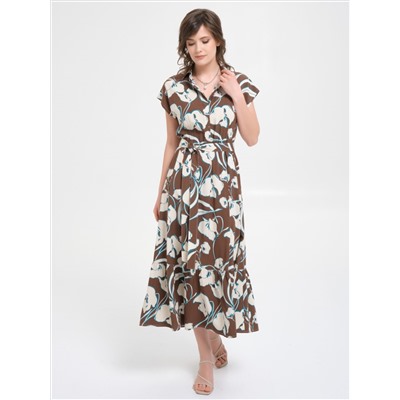 Платье коричневое с поясом