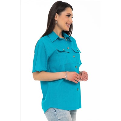 Рубашка бирюзовая льняная