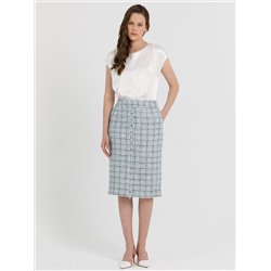 Блузка молочного цвета с бусинами по переду