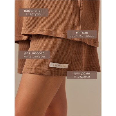 Пижама женская (рубашка, шорты) SL HOME Soft Home, кофейная