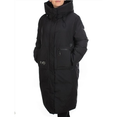 2236 BLACK Пальто женское зимнее AKIDSEFRS (200 гр. холлофайбера)